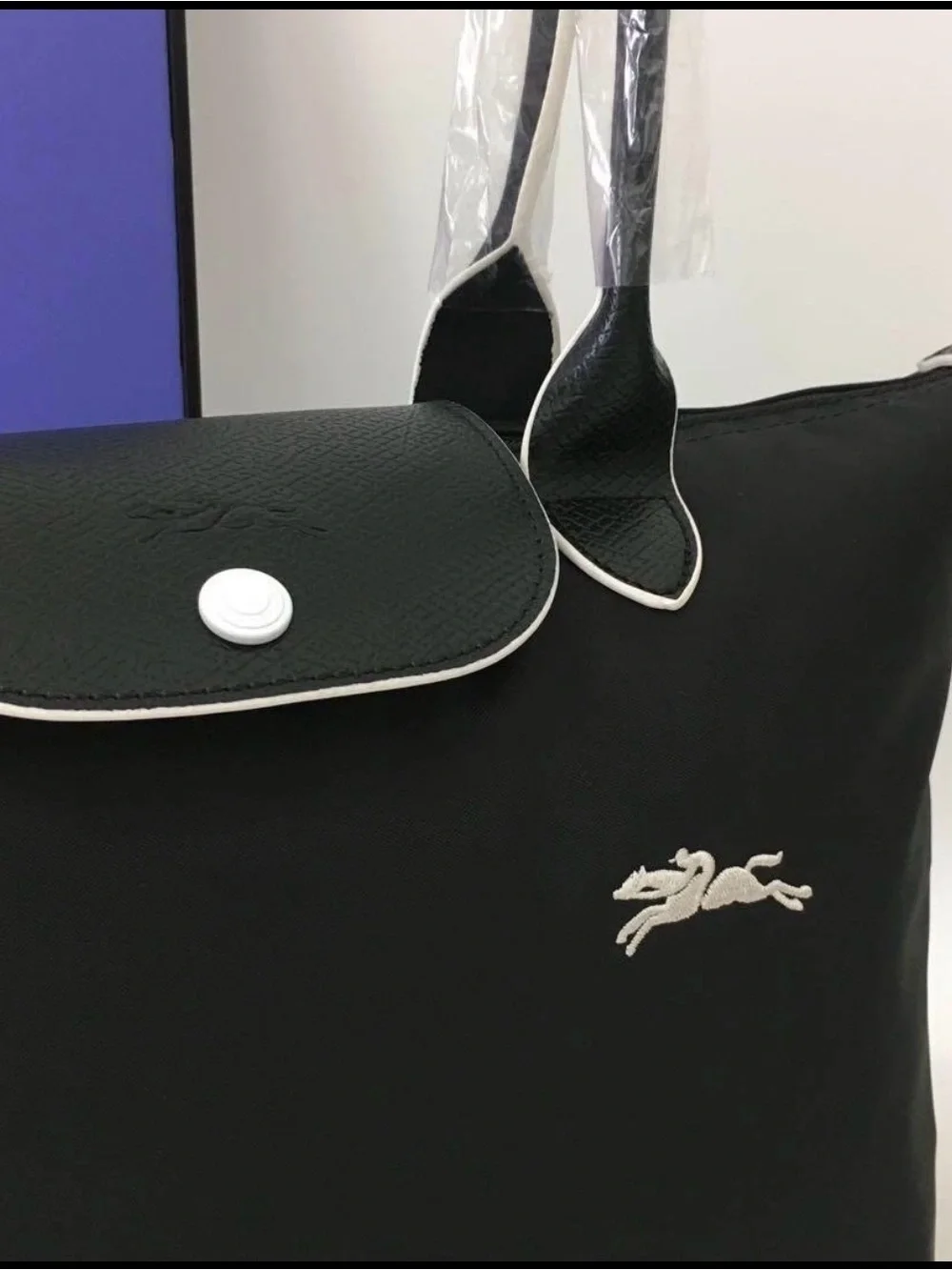 Longchamp Black Tote with Silver Logo